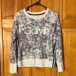 Calvin Klein Floral Women's Top - Gray and Purple